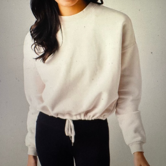 Vuori Restore Cropped Drawstring Light Pink  Crewneck Sweatshirt Sz Medium - Picture 7 of 9